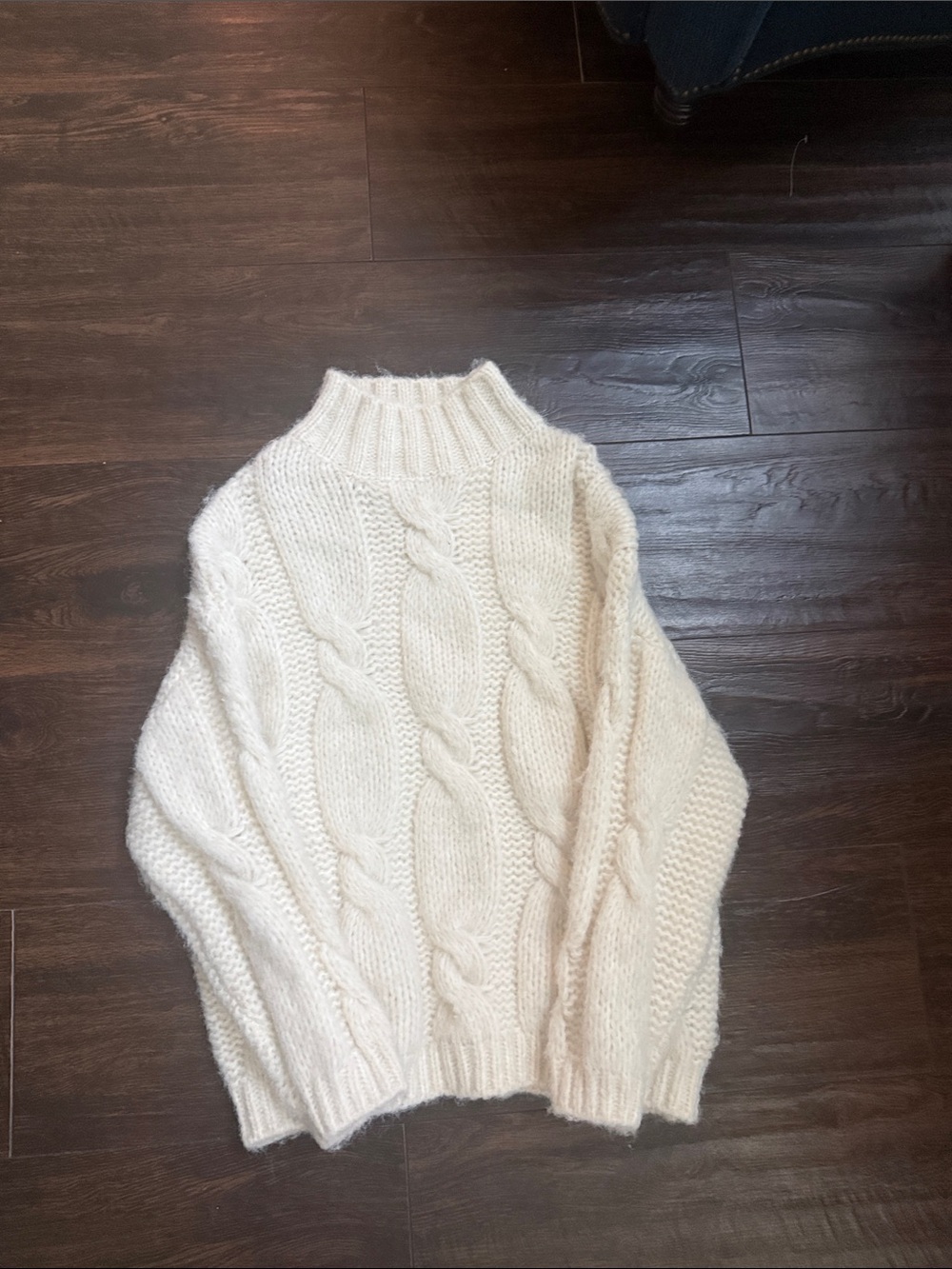 Altar'd State Chunky Cable Turtleneck Sweater - Cream